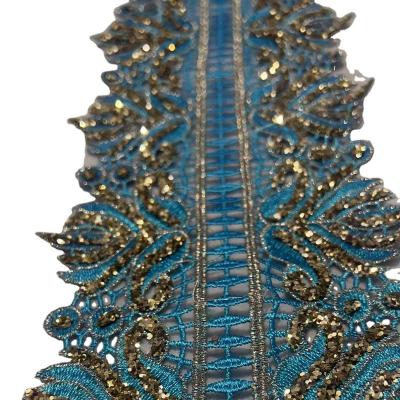 China Sustainable Gold Vintage Many Design Embroidered Pattern Glitter Nigeria Venice Lace Trim Crochet Tie Swiss Diy Lace Fabric for sale