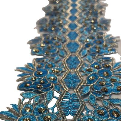 China Sustainable Gold Vintage Many Design Embroidered Pattern Glitter Nigeria Venice Lace Trim Crochet Tie Swiss Diy Lace Fabric for sale