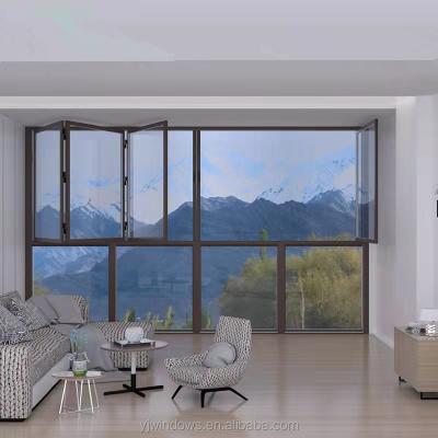 China Modern Simple Aluminum Vertical Folding Window Accordion Sliding Glass Windows Te koop