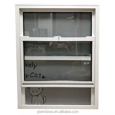 China Aluminum Double Hung Lifting Windows Up And Magnetic Screen Down Windows In White Te koop