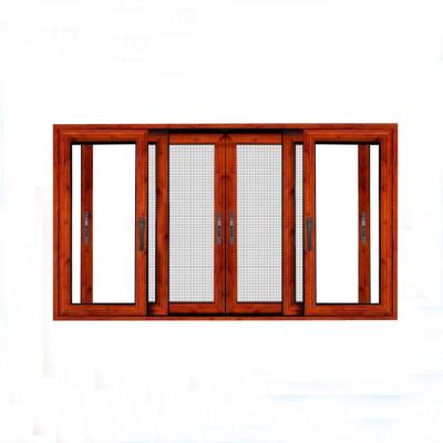 중국 Latest Retro Red Screen Design Folding Aluminum Sliding Window For Balcony Wood Retro Sliding Door 판매용