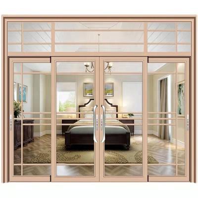 China Luxury Modern Metal Door Clear Glass Sliding Door With Grill For House Door for sale