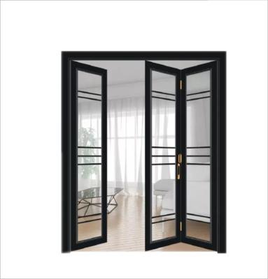 China Sound Insulation Home Interior Aluminum Design Lowes Wooden Frame Folding Door Glass Folding Door for sale