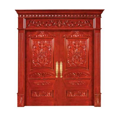 China Modern Antique Designs Double Key Solid Wood Door For Hotel And Home for sale