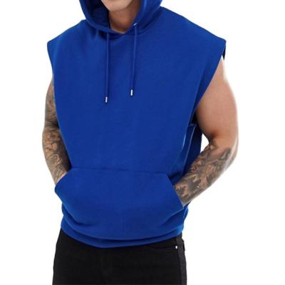 China RONGHE Anti-wrinkle Drawstring Hood Over - Fitted Main Pocket Style Sleeveless Hoodie Balance Cropped Sleeve Pullover Hoodie for sale