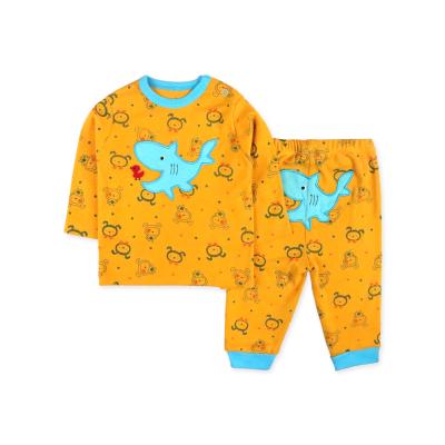 China Wholesale Baby Kids Open-Shoulder Anti-Shrink Newborn Clothing Sets T-shirt and Pants Cute Printed Cotton Clothing Sets for sale