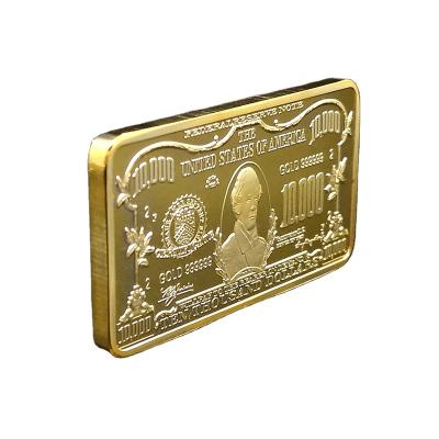 China Europe 10 Dollar Gold Plated Commemorative Gold Bar Coin Bullion Bar Metal For Business Souvenir for sale