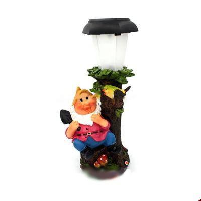 China 1pc White LED Waterproofing Poly Item Solar Fiber Gnome Sitting Garden Ornament With Led for sale