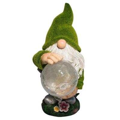 China With artificial moss covered outdoor 2020 high quality solar light home and garden decor yoga resin poly garden dwarf statue for sale