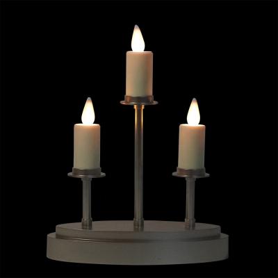 China OEM 3 Flameless Warm White Leuchter Kandelaar Pillar Led Plastic Candlestick Set For Candlelight Dinner Party for sale