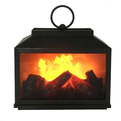 China Plastic Faux Fireplace LED Lantern New Arrive Home Indoor Antique Christmas Faux Fireplace LED Lantern For Christmas Decoration for sale