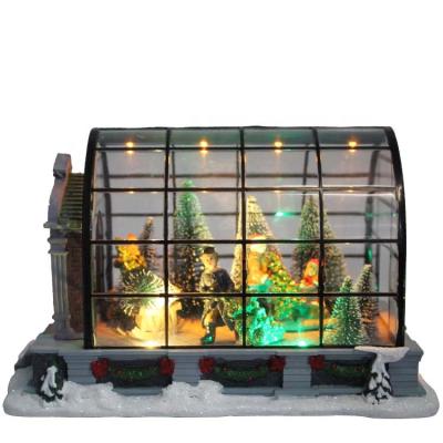 China Mult led color popular home decor color led acrylic musical Christmas tree forest village house for gift for sale