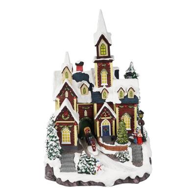 China With led & music & Wholesale Handmade Decorative Wooden Motion Christmas scence LED Christmas Village With EMC Certificates for sale