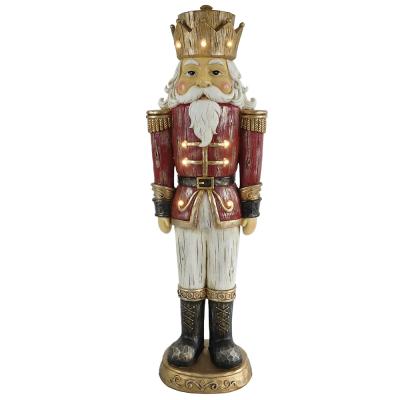 China Large Size Polyresin 49%+LED Powder 49%+stone Christmas Seasonal Decor Polyresin Nutcracker With Led Light for sale