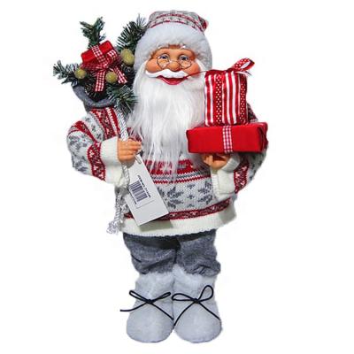 China Christmas decoration & Creative Plastic Christmas Gift 30cm Xmas Gift, Cloth Santa Claus Standing With Mistletoe Bag for sale