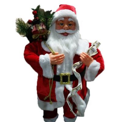 China Christmas Decor OEM Xmas Decor Large Size 80cm Christmas Cloth Holding Santa Claus With Mistletoe Gift Sack for sale