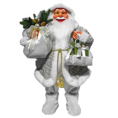 China Christmas 60cm White Standing Cloth Santa Claus Christmas Decor Wholesale Indoor Figurine Christmas Decor for sale