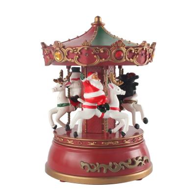 China Christmas Home Decor & Colorful Christmas Gift Festival Decoration Polyresin Christmas Carousel Music Box with Custom Melody for sale