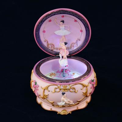 China Valentine's Day Gift Wrap Polyresin Jewelry Box Anastasia Ballerina Music Box Pink Ballet for sale