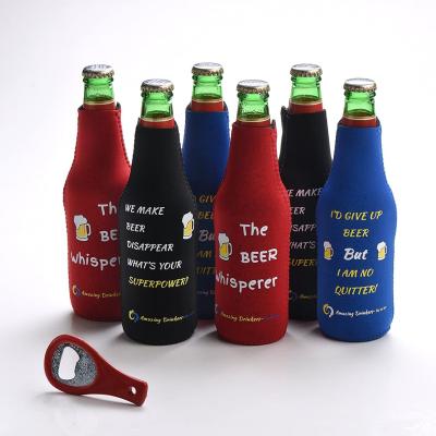 China Waterproof Custom Print Neoprene Beer Bottle Beer Cooler Holder for sale