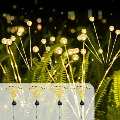 China Waterproof Decorative Solar Garden Starburst Dangling 12 LED Light Bubble Crystal Bulbs Waterproof Solar Firefly Lights Outdoor for sale