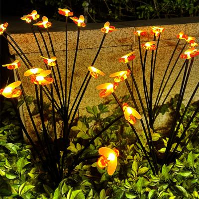 China Waterproof Solar Bee Garden Firefly Light 6 Led 8 10 Led Outdoor Solar Garden Decoration Lamp Lights Waterproof Firefly Swing Lights for sale