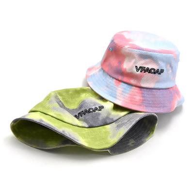 China High Quality Fashion Unisex Logo Summer Tie Dye Fisherman Custom Embroidery Tops Bucket Hats for sale