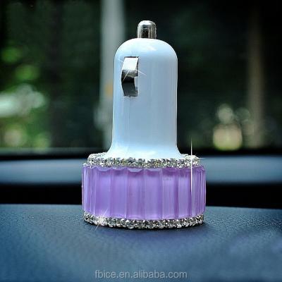 China Luxury Fashionable Colorful Diamond Diamond Car Phone Charging Phone Car Charger Luxury Fast Charger Quickly for sale