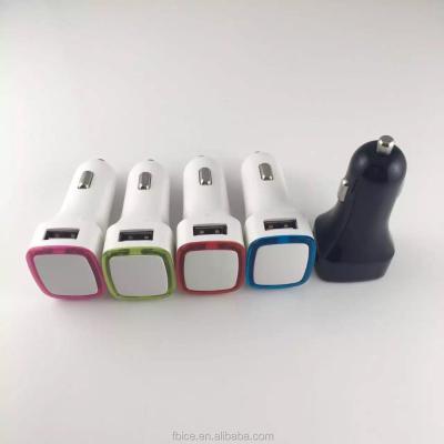 China Square Mobile Phone Halo Car Charging 5V 2.1A Dual USB Car Charger With Led Logo Light for sale