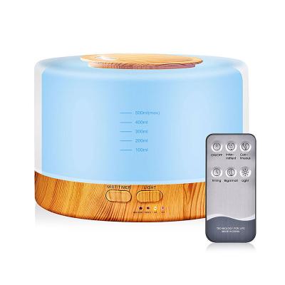 China Hot Selling Essential Oil 500ml Air Humidifier Aromatherapy Diffuser Machine Commercial Ultrasonic Aromatherapy Wooden Aroma Diffuser for sale