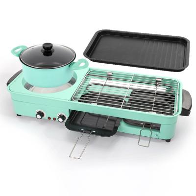 China Desgin Modern Multifunctional Electric Korean Barbecue Grill With Hot Pot for sale