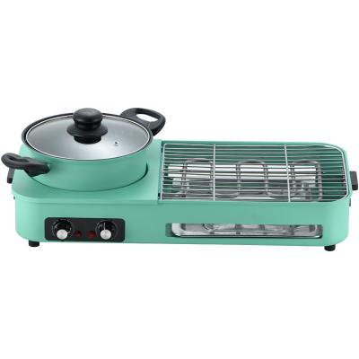 China Desgin Modern Wholesale Multifunctional Electric BBQ Grill Grill SS Dual-Use Electric Pan With Hot Pot for sale