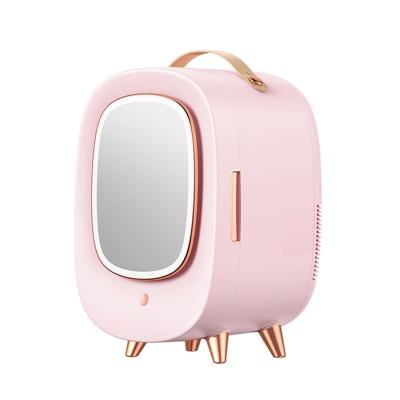 China Wholesale 10L beauty mini beauty car home makeup refrigerator hot pink mirror mini refrigerator for cosmetic for sale