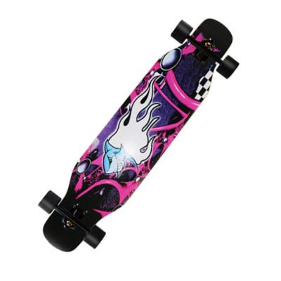 China Customized Cut Wooden Skateboard Outdoor Activities Shape Nature Dance Along Board For Adult for sale