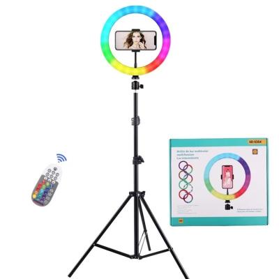 China Hot Sale Tiktok RGB Fill Colorful Led Ring Light 26cm Mobile Phone Bracket Circle Ring Light Photography Live Selfie Stand for sale