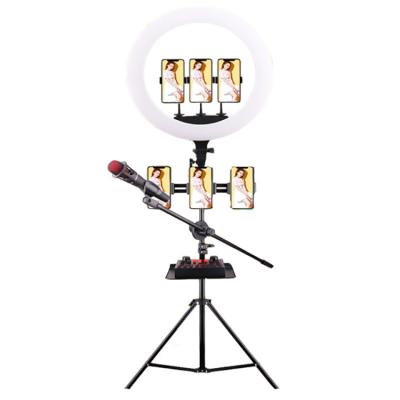 China Mobile Phone 2 Meters 1 Mobile Phone Outdoor Support Tripod Floor Stand Live Selfie Multi-Camera With Tray Beauty Fill Light for sale