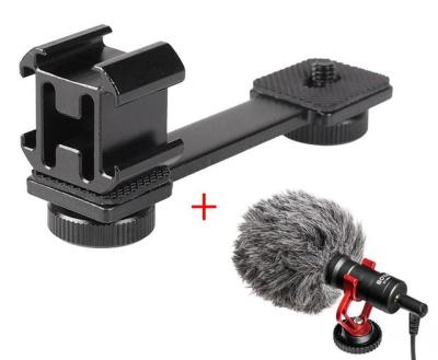 China Lavalier Microphone Boya BY-MM1 3 in 1 Shoe Mount Adapter Triple MIC Hot Extension for Zhiyun Smooth 4 DJI OSMO Mobile Recording Studio for sale