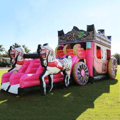 China 0.55mm Popular Carriage PVC Inflatable Combo Bounce House Slide Carriage Cinderella Jumping Castle For Rent for sale