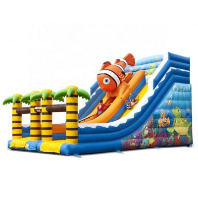 China exterior & indoor playground qualified commercial seaworld inflatable slides,double lanes jungle inflatable dry slide for sale for sale