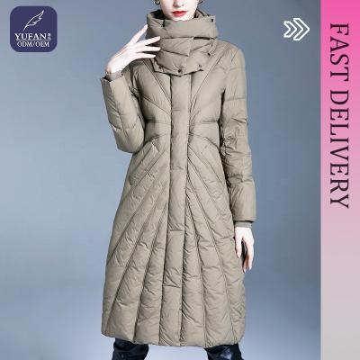 China Yufan High Quality Waterproof Casual Women Down Jacket Lady Winter Coat Black Stripper Jacket Women Clothes Long Down Jacket Collar Fur for sale