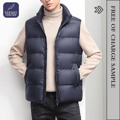 China Wholesale YuFan Shiny Bubble Sleeveless Anti-pilling Down Jackets Men's Casual Vest Stripper Custom Made Jacket With Pockets for sale