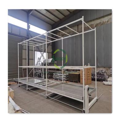 China Easy For Operation Tray Ebb Flood Vertical Grow Multi Tier Rolling Bench Stretches Multi Level Growing Rolling Bench for sale