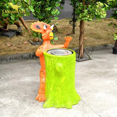 China amusement/theme park amusement/theme park amusement rides resin sculpture dinosaur trash can for sale