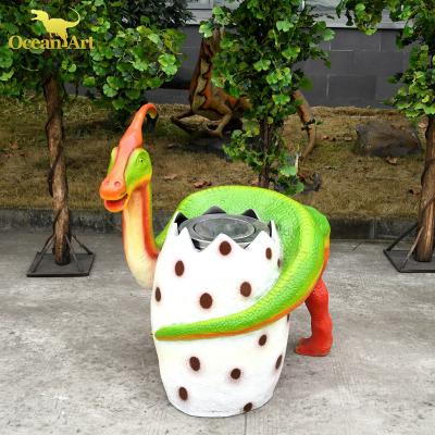 China amusement/theme park amusement/theme park plaza fiberglass sculpture dinosaur trash can for sale