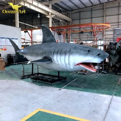 China Realistic Outdoor Animatronic Marine Animal White Shark Large Life Size Live Size Shark Animal Museum Amusement Park Museum for sale