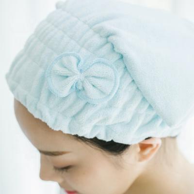 China Custom Compressed Super Absorbent Hair Drying Microfiber Cloth Bowknot Towel Towel Cap for sale