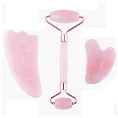 China 2019 New Real Jade Rose Quartz Roller Guasha Sets of the Body for sale