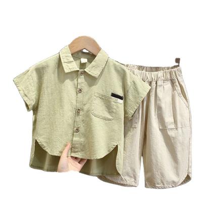 China Breathable Children Anti-pilling New Summer Suit Cotton Pure Shirt Warm Plain And Comfortable Loose Shorts Boys Children Clothing Sets Wear T-shir for sale