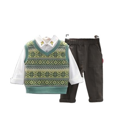 China 2022 Autumn Winter New Boys' Casual Three-piece Set Children's Spring Vest and Sweater Set Trend Casual Wholesale for sale