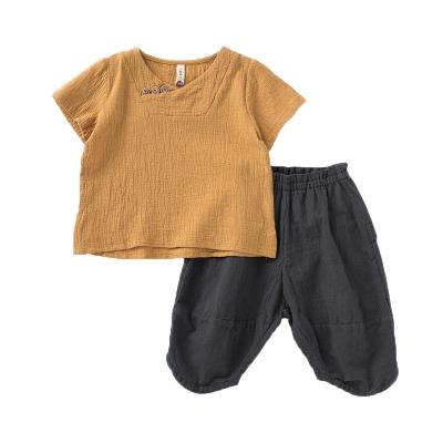 China 2022 Spring/Summer New Chinese Cotton Linen Set Children's Tang Clothing Cotton Linen Children's Clothing Wholesale Casual for sale